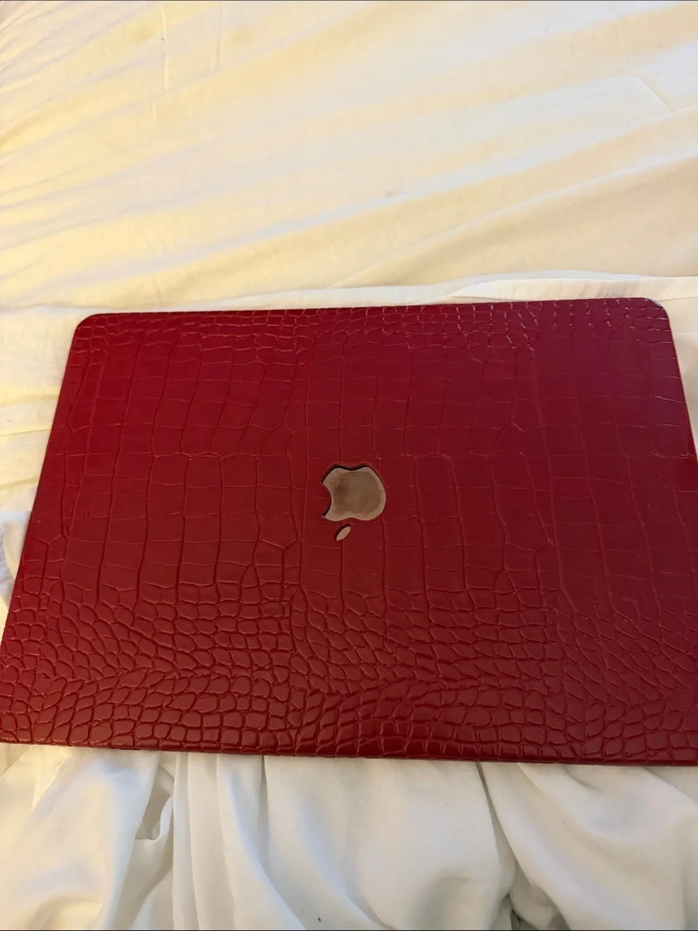Apple Red Croc-Embossed Laptop Cover
